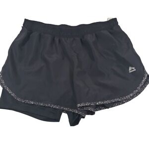 RBX Women's Black Performance Running Shorts L Double Layer Athletic Workout Gym